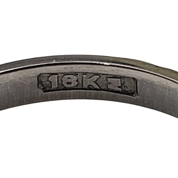 Antique 18 Karat White Gold Floral Design Thin Wedding Band Ring Size 7 #20579 - Picture 4 of 6